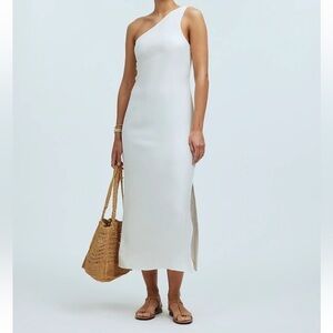 Madewell One-Shoulder Midi Dress in Lighthouse white size 2‎ NWT NQ624